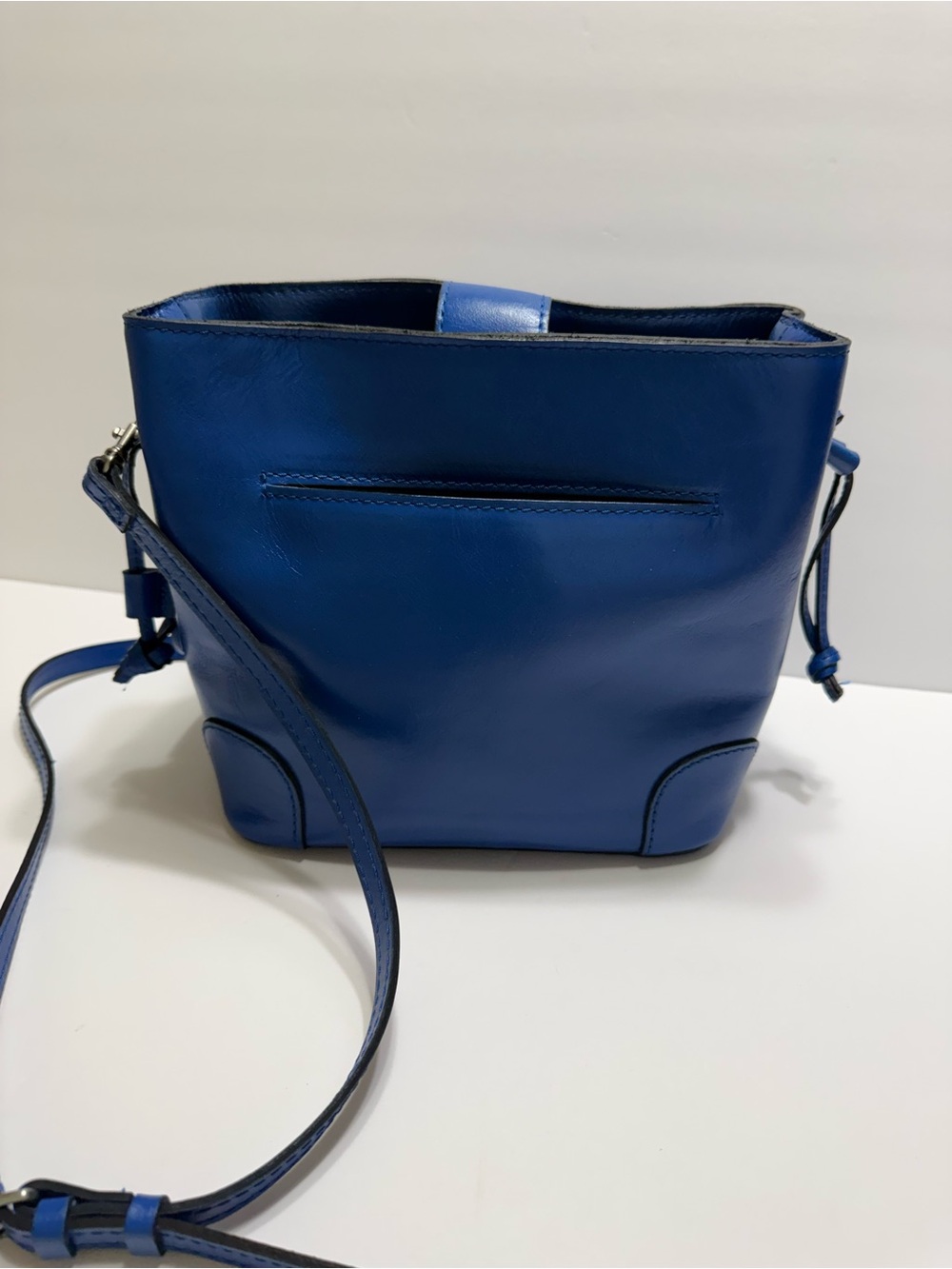 Patricia Nash Royal Blue Leather Tassel Bucket Crossbody Bag - Picture 2 of 10